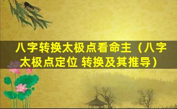 八字转换太极点看命主（八字太极点定位 转换及其推导）